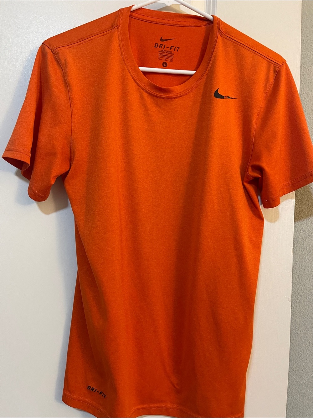 Nike Orange Short Sleeve Dri-FIT Tee with Black Swoosh